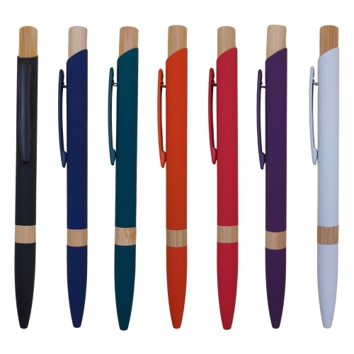 Caneta Esferográfica De Metal Com Ponta De Bambu -23150B