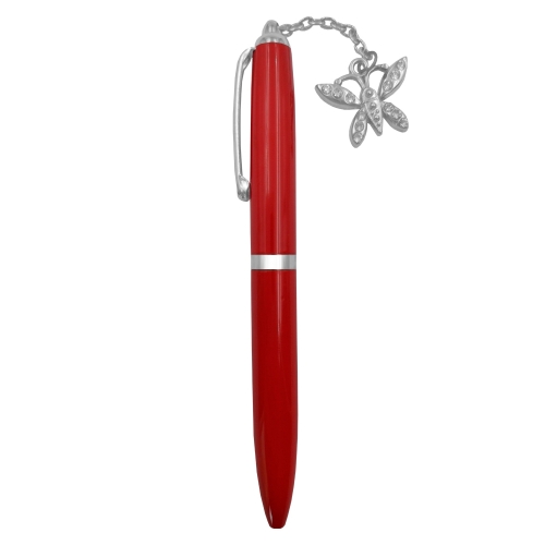 Caneta Metal Com Pingente De Borboleta Com Cristais-703B