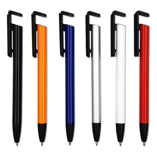 Caneta de Metal Com Ponta Touch Limpador de Tela e Apoio Para Celular-18202B