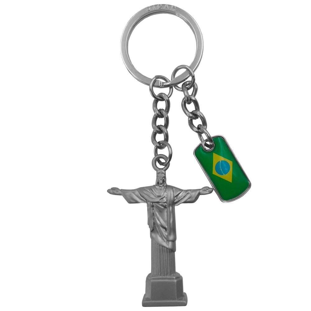 Chaveiro De Metal Jesus Cristo E Bandeira Do Brasil-D0010475